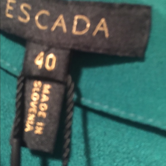 Escada Green & Black print faux wrap dress. - Picture 6 of 11